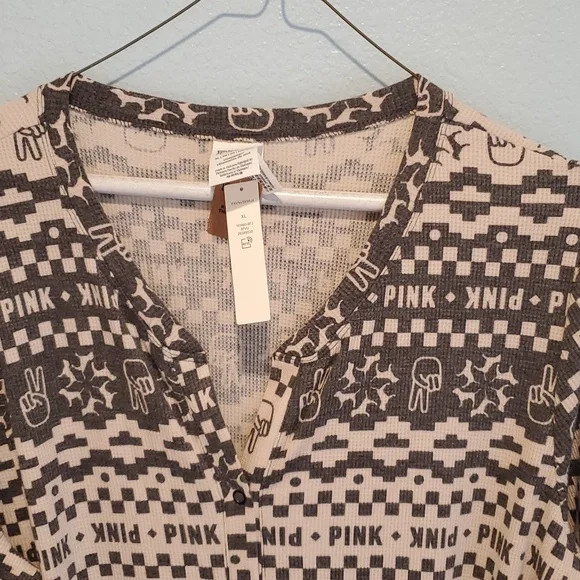 PINK Victoria's Secret Thermal Pajama Onesie sz XL - Picture 4 of 10